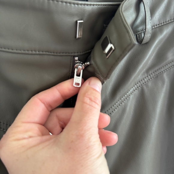 AG Cleo High Waist Kick Flare Faux Leather Pants “Natural” color 28 - Picture 4 of 10